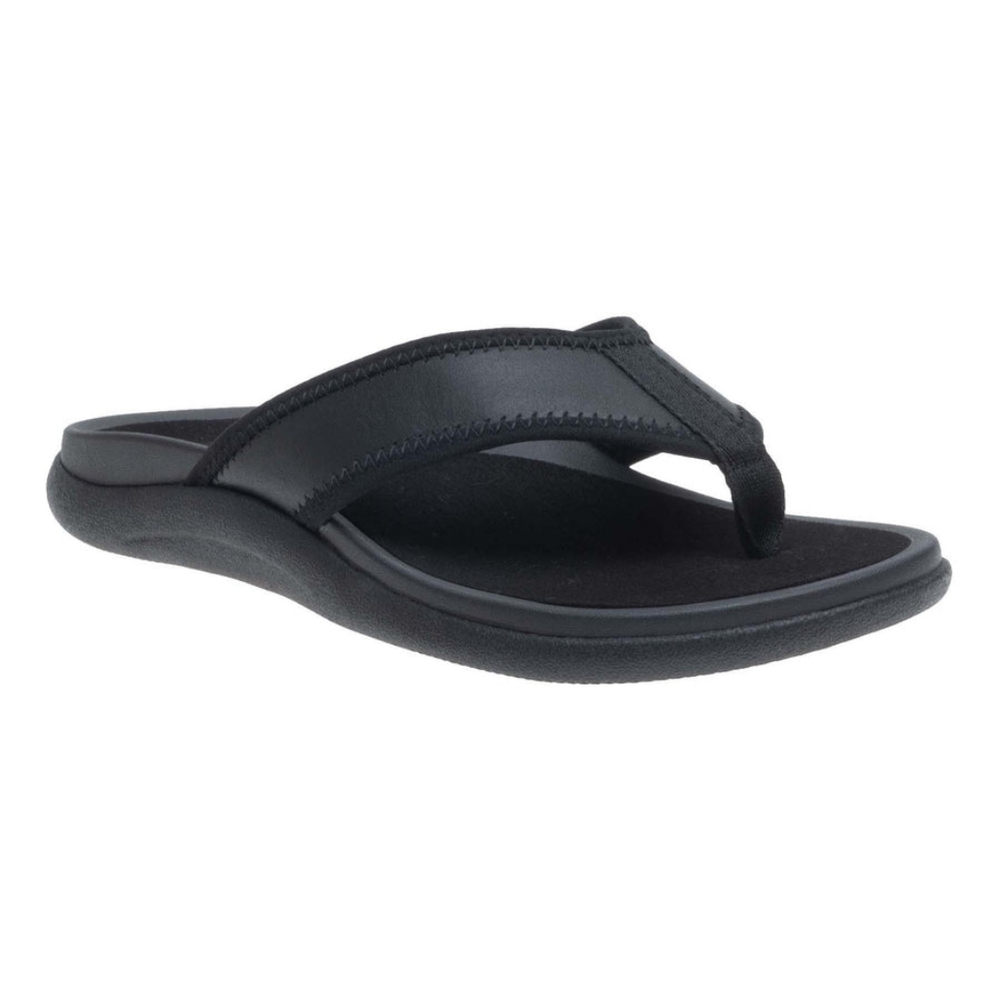 ABEO Black Women's Leather Maddie Flip-Flops - Picture 3 of 12